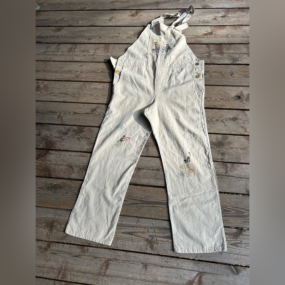 203.LUCY & EZZY Women’s 
Vintage Linen Hand Painted Overall - Boho Style